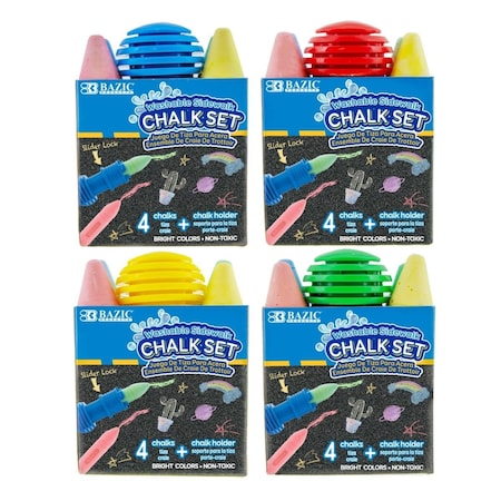 Bazic Products 4 Sidewalk Chalks & 1 Chalk Holder 2409
